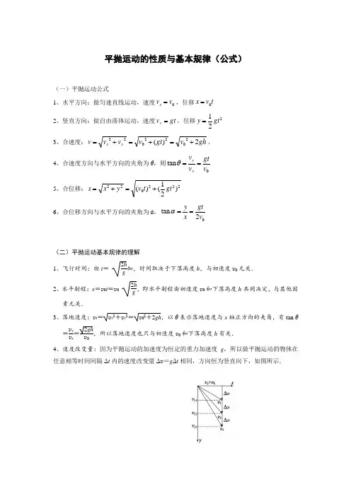 平抛运动公式