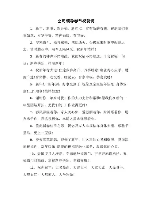 公司领导春节祝贺词