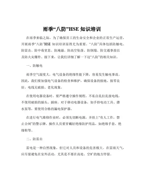 雨季“八防”HSE知识培训