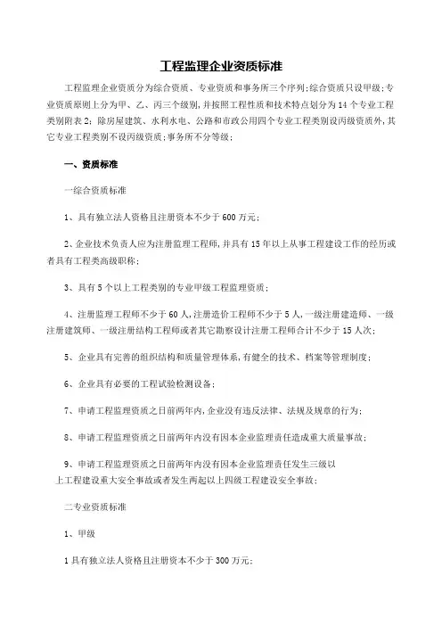 工程监理企业资质标准