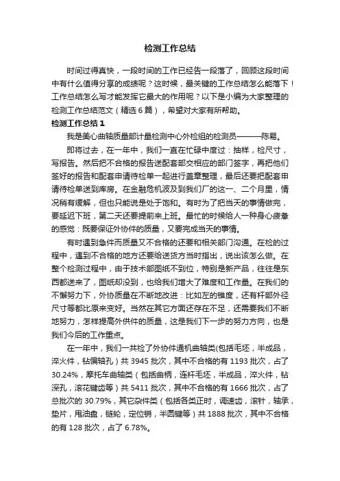 检测工作总结范文（精选6篇）