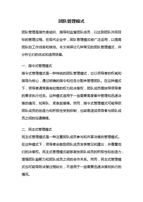 团队管理模式