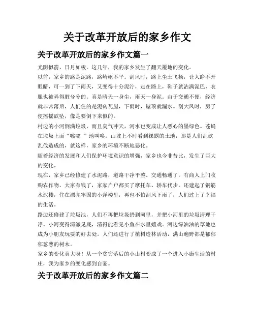 关于改革开放后的家乡作文
