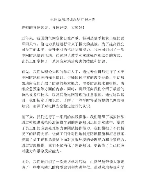 电网防汛培训总结汇报材料
