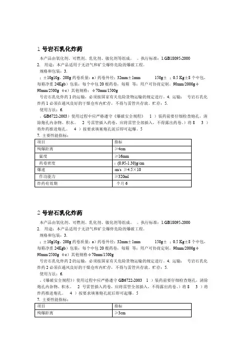 炸药产品介绍资料