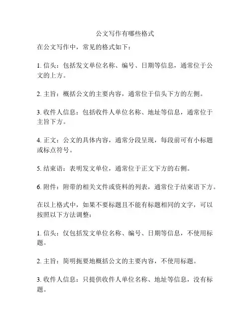 公文写作有哪些格式