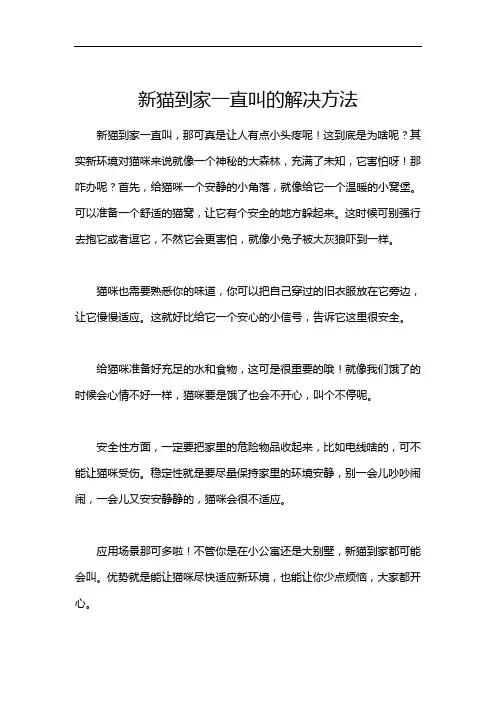 新猫到家一直叫的解决方法