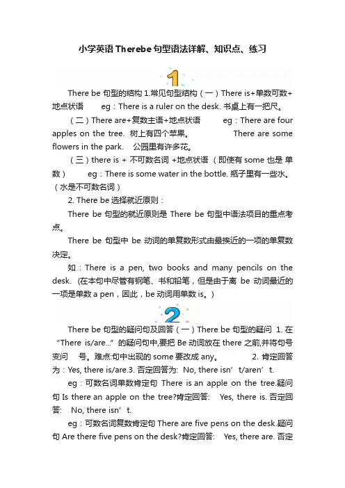 小学英语Therebe句型语法详解、知识点、练习