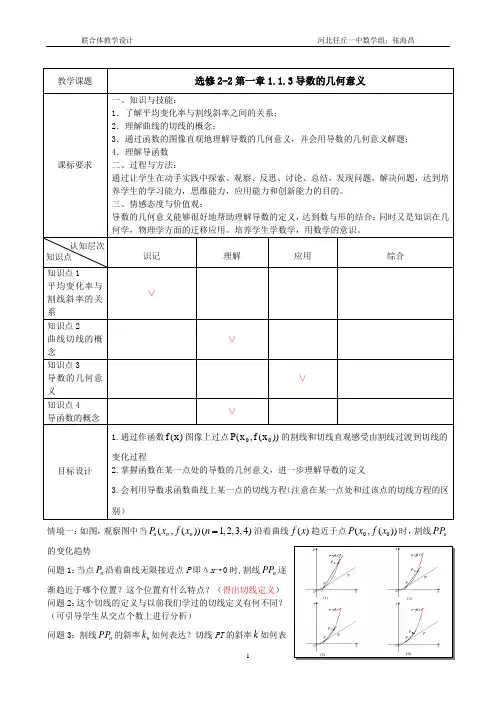 1.1.3导数的几何意义教学设计