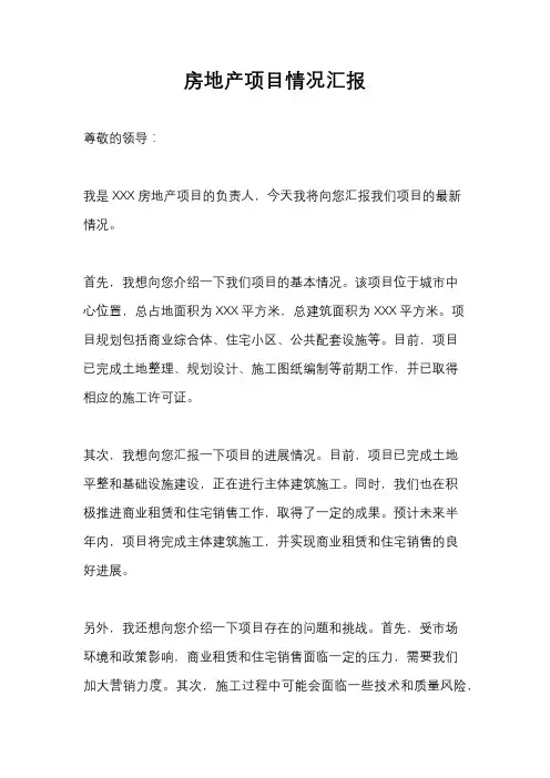 房地产项目情况汇报