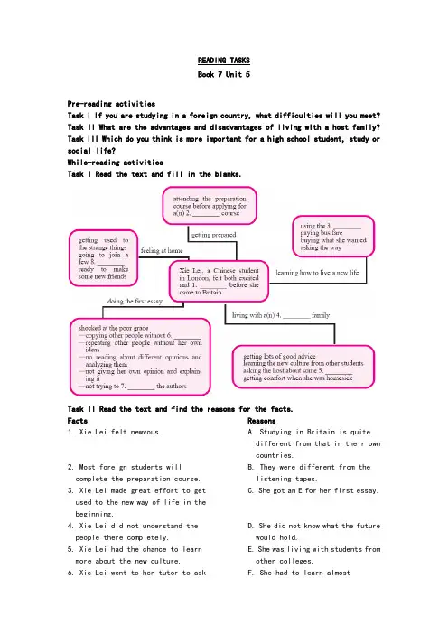 高中英语(人教版)选修7同步讲练：Unit 5 Reading Tasks Word版含答案