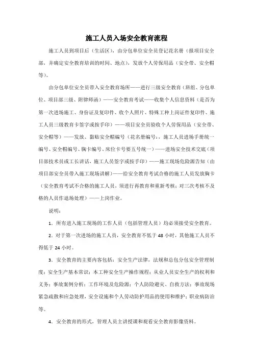 施工人员入场安全教肓流程