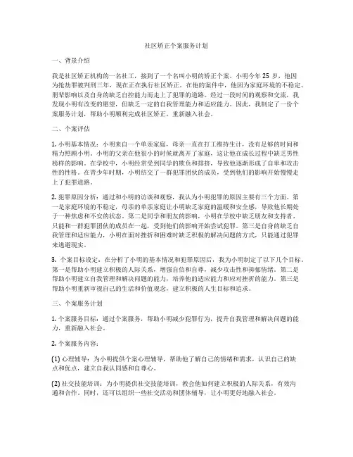 社区矫正个案服务计划