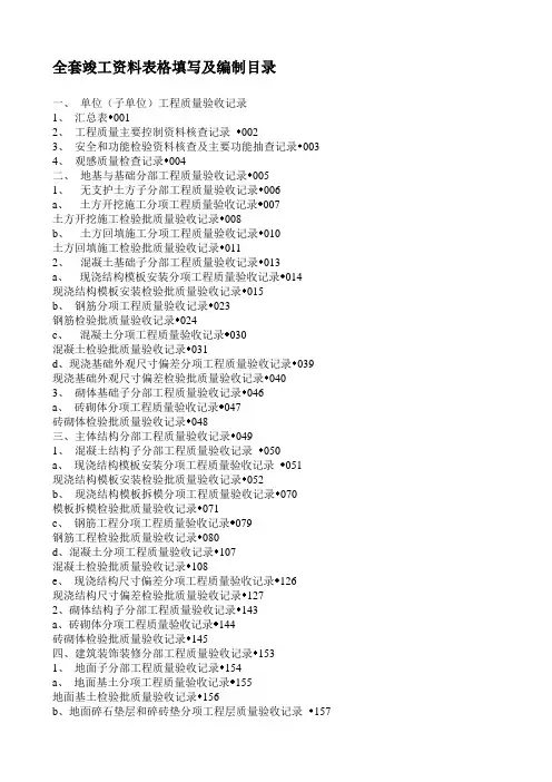 全套竣工资料表格填写及编制范例