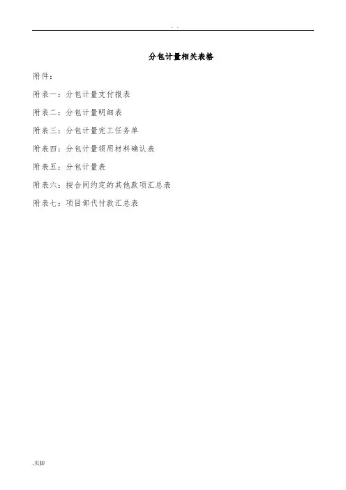 分包计量表格模板