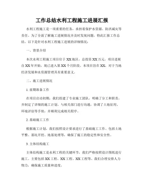 工作总结水利工程施工进展汇报