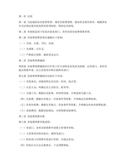 医院差旅费预算管理制度