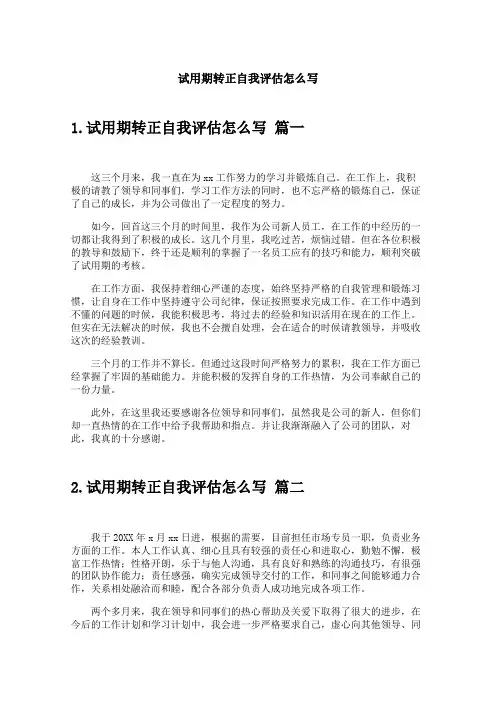 试用期转正自我评估怎么写
