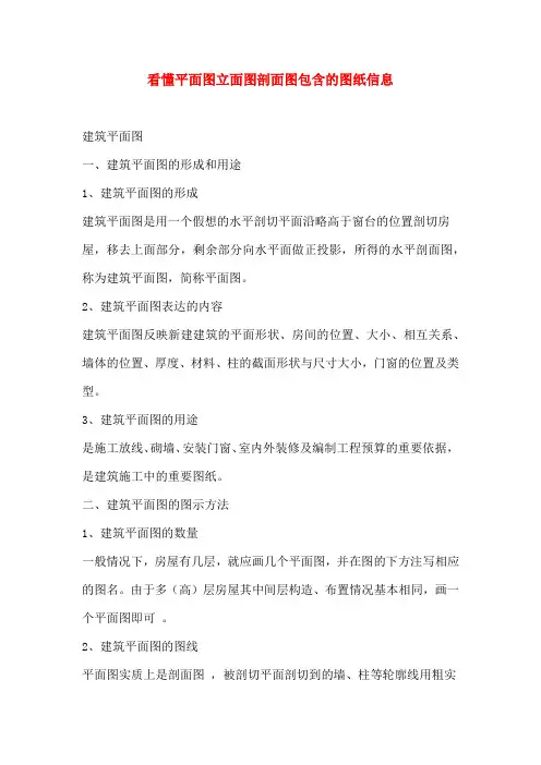 看懂平面图立面图剖面图包含的图纸信息