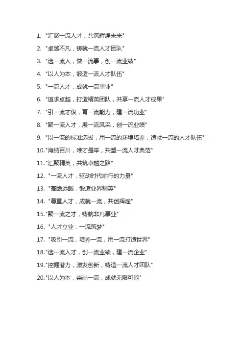 一流人才口号