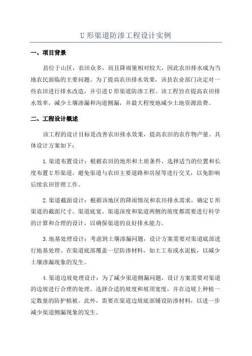 U形渠道防渗工程设计实例