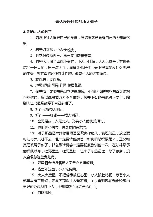 表达斤斤计较的小人句子