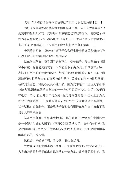 关于收看2021踏青清明寻找红色印记节日文化活动观后感心得
