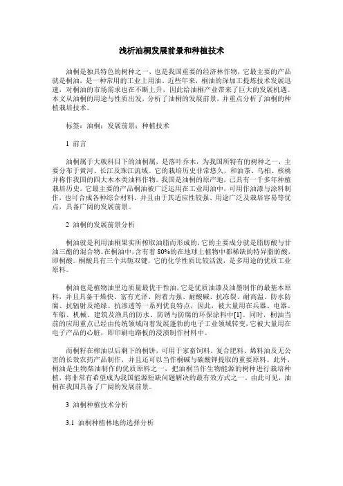 浅析油桐发展前景和种植技术
