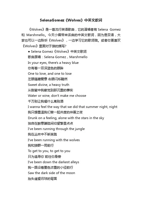 SelenaGomez《Wolves》中英文歌词
