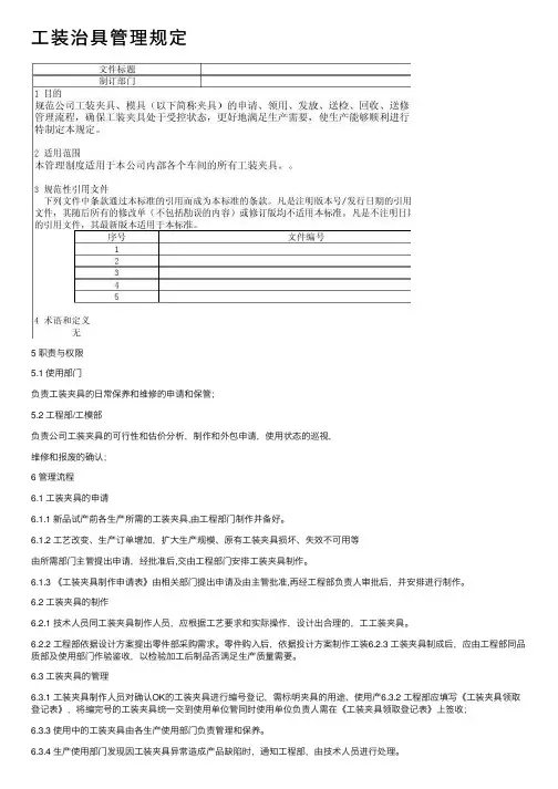 工装治具管理规定
