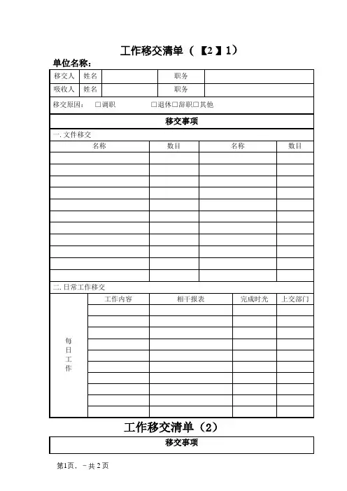 工作交接清单