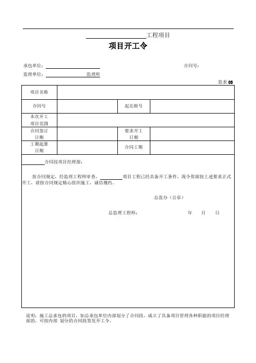 工程项目监理用表(监表)全