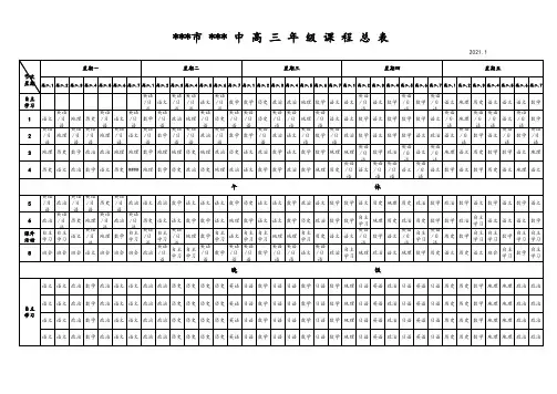 高三课程表(2021
