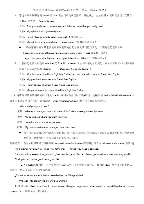 高中名词性从句全面讲解及练习含答案