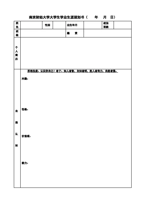 南京财经大学大学生学业生涯规划书