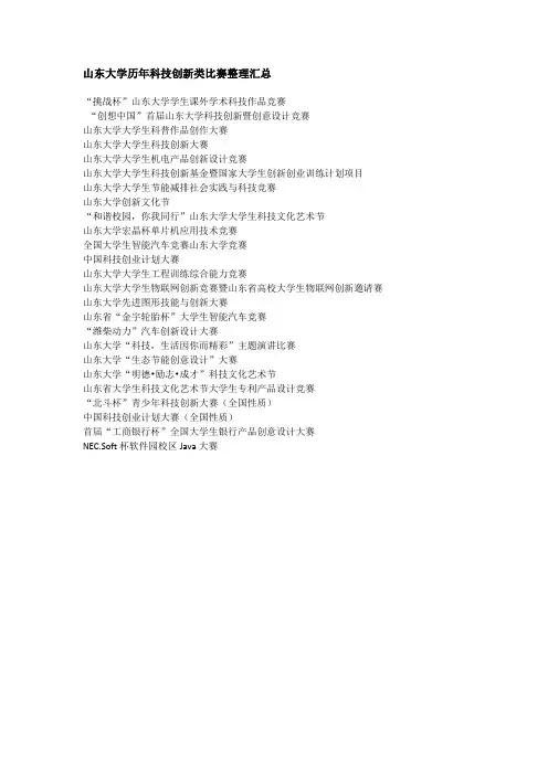 山东大学历年科技创新类比赛整理汇总