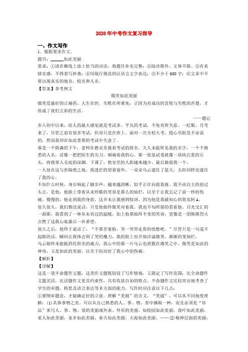 2020年中考作文复习指导