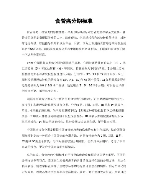 食管癌分期标准
