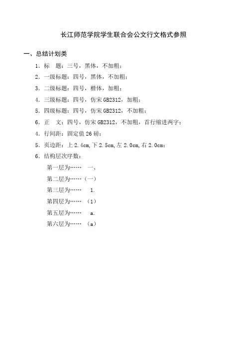 学生联合会公文行文格式参照