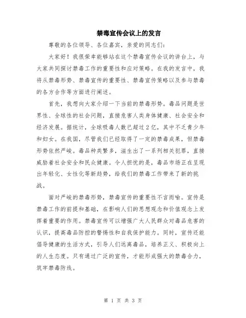 禁毒宣传会议上的发言
