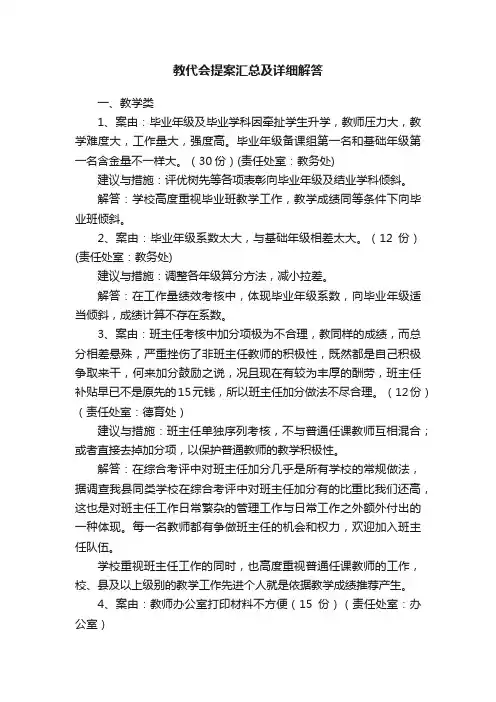 教代会提案汇总及详细解答
