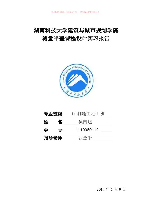 测量平差课程设计实习报告Word