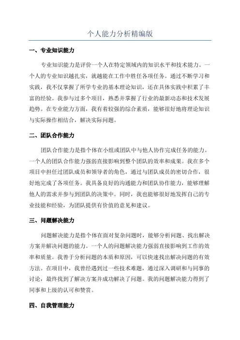 个人能力分析精编版