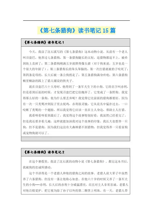 《第七条猎狗》读书笔记15篇