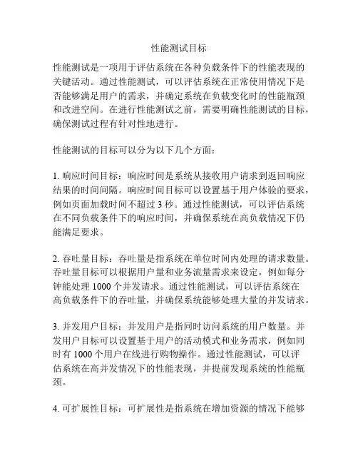 性能测试目标
