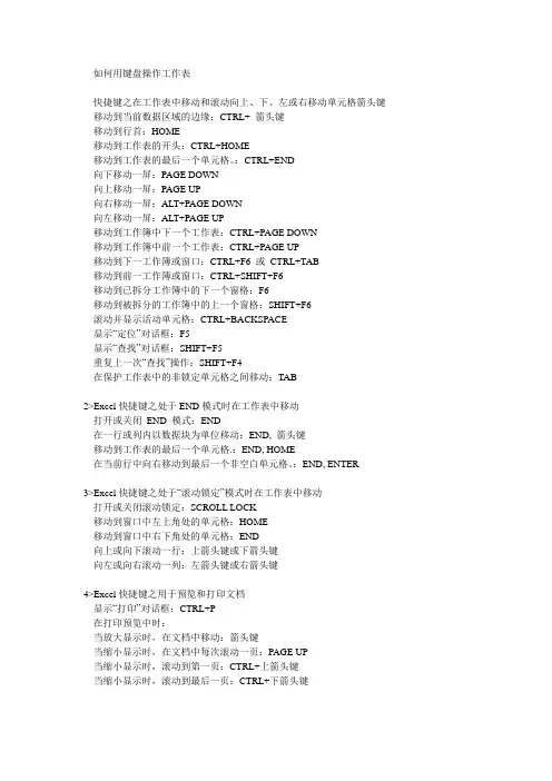 如何用键盘操作工作表