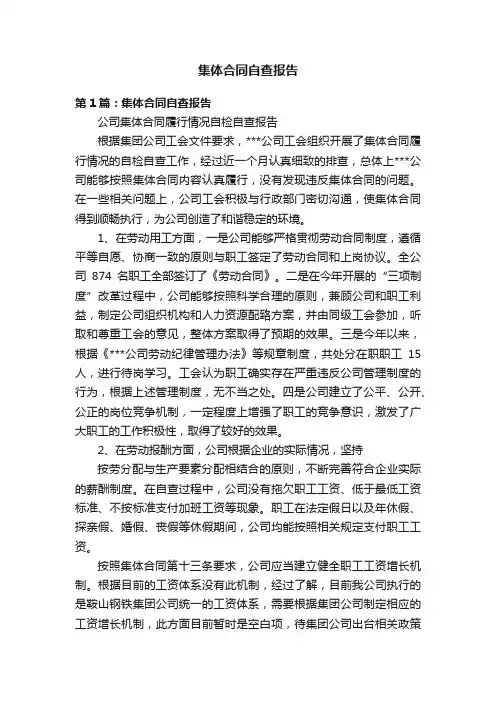 集体合同自查报告