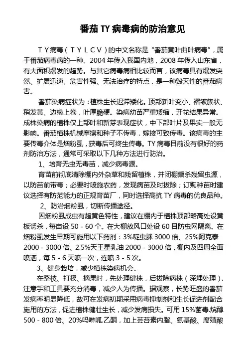 TY病毒的防治