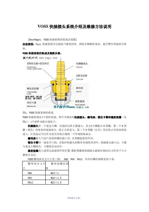 快插接头系统介绍及维修方法说明
