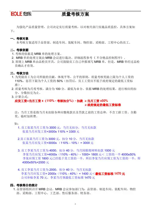 品管员绩效考核方案